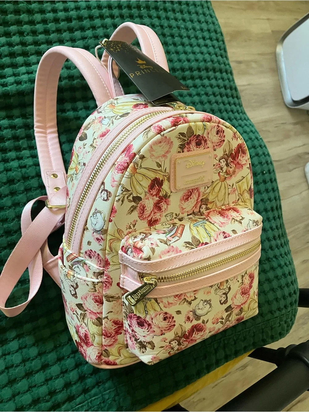 Loungefly Disney Princess Floral Mini Backpack with matching wallet- Pink Cream